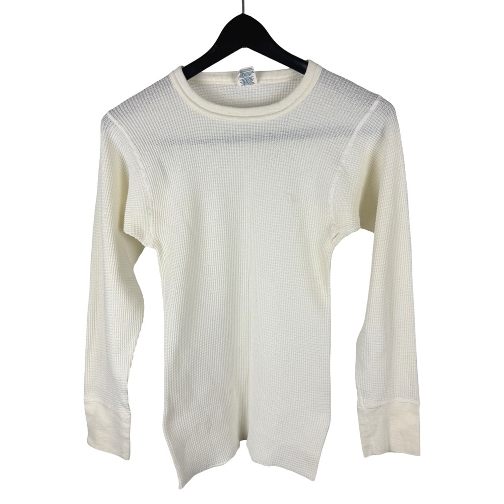 Vintage 1980s J.E. Morgan Long John Thermal Waffle Knit White Shirt Size M